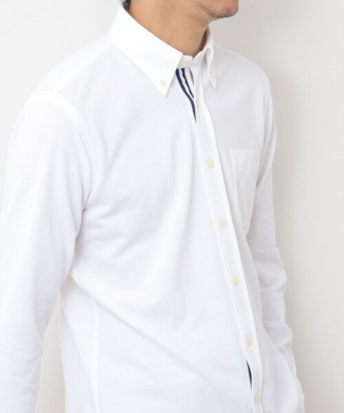 NOLLEY’S（ノーリーズ）の「《ビジカジ対応/吸水速乾》ドライマスター テープBDシャツ 24AW（シャツ/ブラウス・メンズ・ホワイト系その他4/ホワイト/ネイビー・M/L/XL/S）」の5枚目の写真