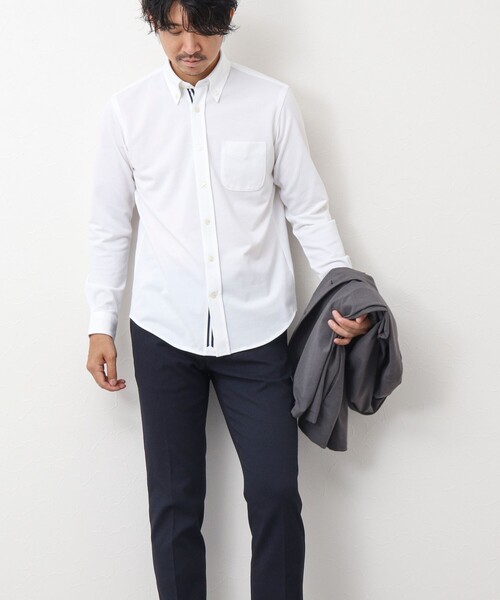 NOLLEY’S（ノーリーズ）の「《ビジカジ対応/吸水速乾》ドライマスター テープBDシャツ 24AW（シャツ/ブラウス・メンズ・ホワイト系その他4/ホワイト/ネイビー・M/L/XL/S）」の7枚目の写真