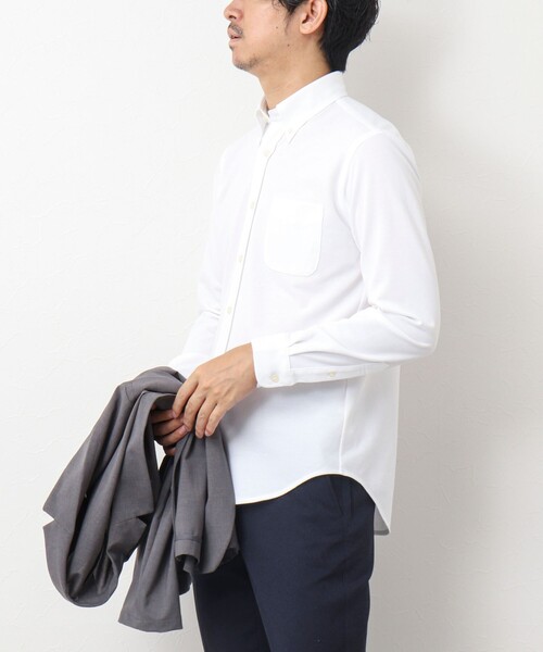 NOLLEY’S（ノーリーズ）の「《ビジカジ対応/吸水速乾》ドライマスター テープBDシャツ 24AW（シャツ/ブラウス・メンズ・ホワイト系その他4/ホワイト/ネイビー・M/L/XL/S）」の8枚目の写真