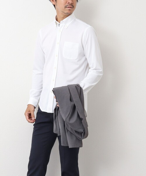 NOLLEY’S（ノーリーズ）の「《ビジカジ対応/吸水速乾》ドライマスター テープBDシャツ 24AW（シャツ/ブラウス・メンズ・ホワイト系その他4/ホワイト/ネイビー・M/L/XL/S）」の11枚目の写真