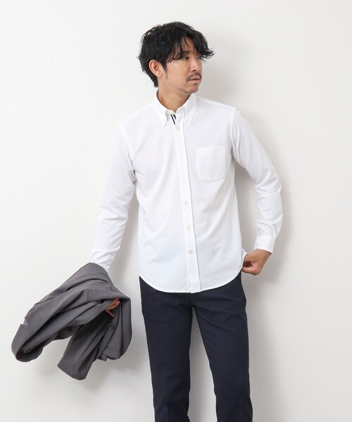 NOLLEY’S（ノーリーズ）の「《ビジカジ対応/吸水速乾》ドライマスター テープBDシャツ 24AW（シャツ/ブラウス・メンズ・ホワイト系その他4/ホワイト/ネイビー・M/L/XL/S）」の12枚目の写真