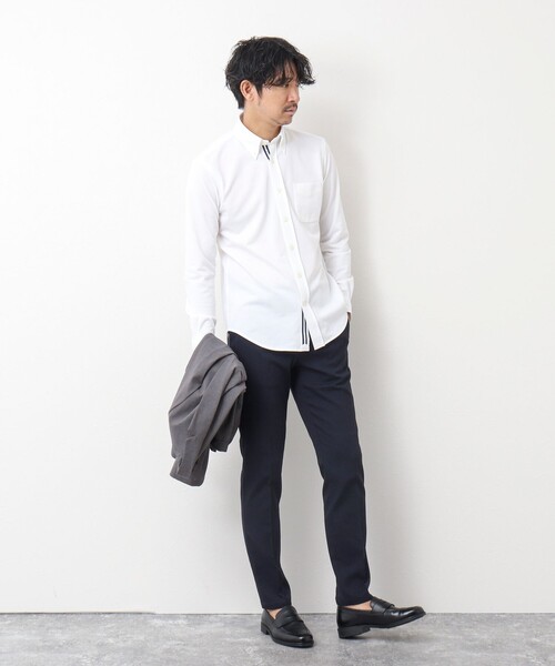 NOLLEY’S（ノーリーズ）の「《ビジカジ対応/吸水速乾》ドライマスター テープBDシャツ 24AW（シャツ/ブラウス・メンズ・ホワイト系その他4/ホワイト/ネイビー・M/L/XL/S）」の14枚目の写真