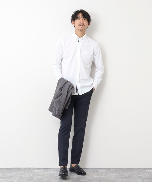 NOLLEY’S（ノーリーズ）の「《ビジカジ対応/吸水速乾》ドライマスター テープBDシャツ 24AW（シャツ/ブラウス・メンズ・ホワイト系その他4/ホワイト/ネイビー・M/L/XL/S）」の15枚目の写真