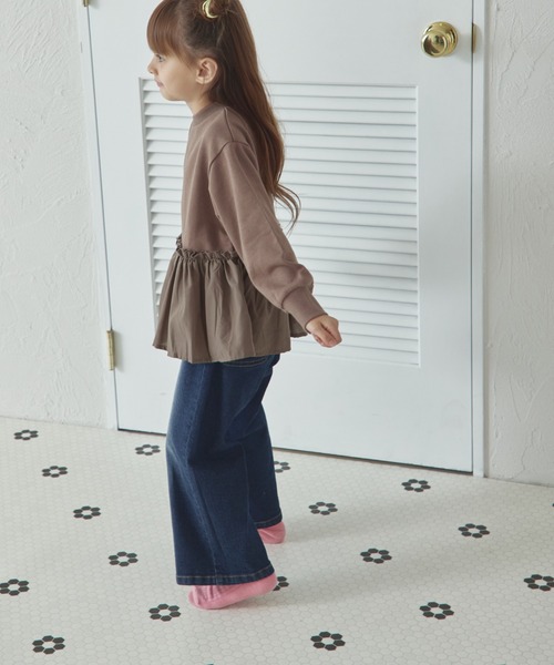 pairmanon（ペアマノン）の「裏毛 ペプラム切替え トレーナー（スウェット・キッズ・ブラウン/ピンク/ブラック・150/90/100/110/130/120/140）」の9枚目の写真