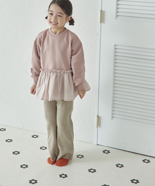 pairmanon（ペアマノン）の「裏毛 ペプラム切替え トレーナー（スウェット・キッズ・ブラウン/ピンク/ブラック・150/90/100/110/130/120/140）」の12枚目の写真