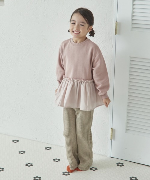 pairmanon（ペアマノン）の「裏毛 ペプラム切替え トレーナー（スウェット・キッズ・ブラウン/ピンク/ブラック・150/90/100/110/130/120/140）」の14枚目の写真