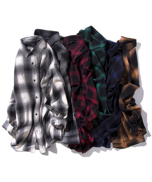 NO NEED（ノーニード）の「ネルチェック ルーズフィットシャツ（シャツ/ブラウス・メンズ・ブラック/ブルー/ホワイト/グリーン/ブラウン/レッド/ベージュ/その他1/サックスブルー・M/L/XL）」の2枚目の写真