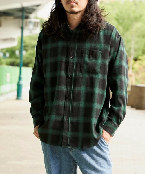 NO NEED（ノーニード）の「ネルチェック ルーズフィットシャツ（シャツ/ブラウス・メンズ・ブラック/ブルー/ホワイト/グリーン/ブラウン/レッド/ベージュ/その他1/サックスブルー・M/L/XL）」の5枚目の写真