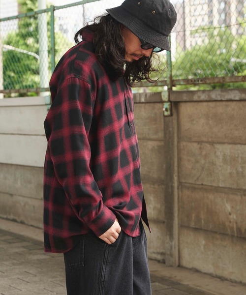 NO NEED（ノーニード）の「ネルチェック ルーズフィットシャツ（シャツ/ブラウス・メンズ・ブラック/ブルー/ホワイト/グリーン/ブラウン/レッド/ベージュ/その他1/サックスブルー・M/L/XL）」の19枚目の写真