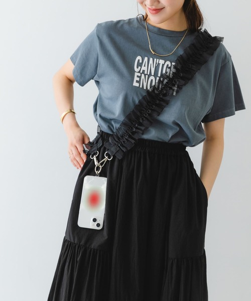 AD2020 20AW ギャザーチュールベルトTシャツ 黒 セール】ギャザーチュールストラップ（スマホケース/カバー）｜RODE
