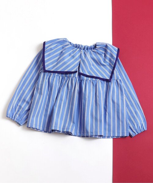 apres les cours(アプレレクール)の「【リンク・WEB限定】スクエアカラーチュニック(チュニック・キッズ・ストライプ/アイボリー/チェック・130/120/140/110/100/90/80)」の3枚目の写真