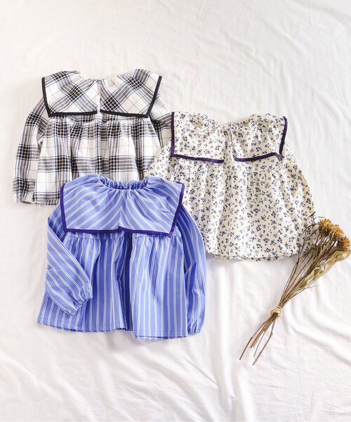 apres les cours(アプレレクール)の「【リンク・WEB限定】スクエアカラーチュニック(チュニック・キッズ・ストライプ/アイボリー/チェック・130/120/140/110/100/90/80)」の6枚目の写真