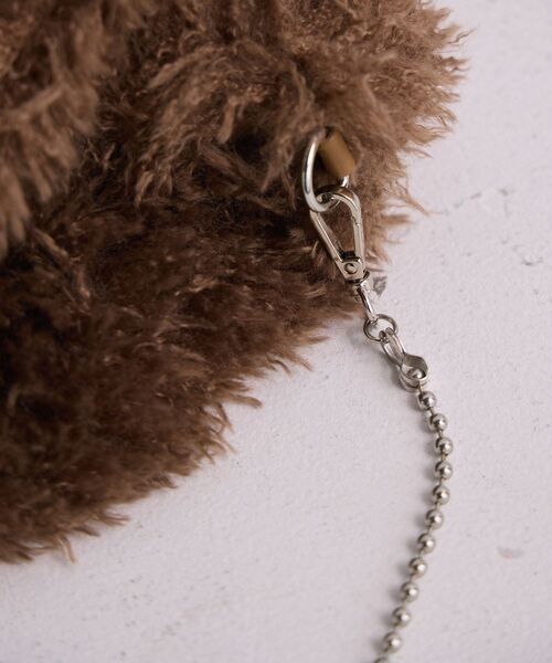 RETRO GIRL（レトロガール）の「モコモコ巾着バッグ（ショルダーバッグ・レディース・ライトグレー/オフホワイト/ブラウン・ONE SIZE）」の22枚目の写真