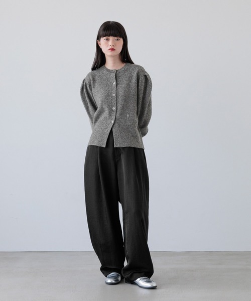 カーディガン ウールカシミヤパフカーディガン　140801 レディース カーディガン ウールカシミヤパフカーディガン 140801