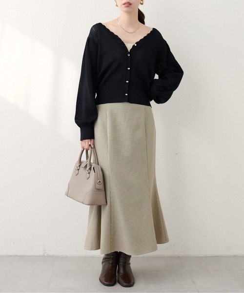 natural couture(ナチュラルクチュール)の「【WEB限定】メッシュ編みクリア釦長袖カーデ(カーディガン/ボレロ・レディース・ミント/モカ/ボルドー/アイボリー/ブラック・FREE)」の15枚目の写真