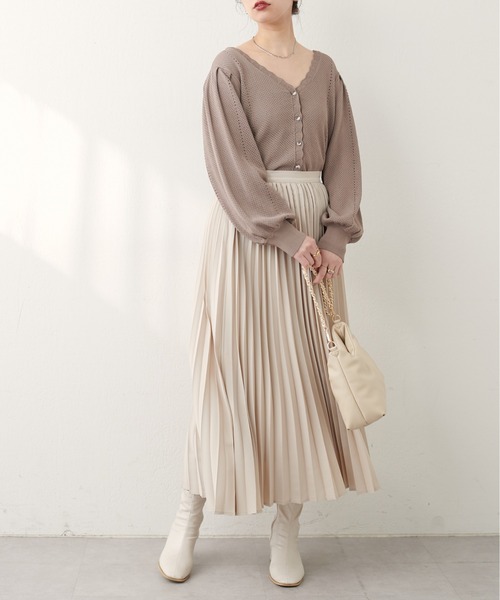natural couture(ナチュラルクチュール)の「【WEB限定】メッシュ編みクリア釦長袖カーデ(カーディガン/ボレロ・レディース・ミント/モカ/ボルドー/アイボリー/ブラック・FREE)」の20枚目の写真