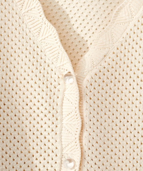 natural couture(ナチュラルクチュール)の「【WEB限定】メッシュ編みクリア釦長袖カーデ(カーディガン/ボレロ・レディース・ミント/モカ/ボルドー/アイボリー/ブラック・FREE)」の11枚目の写真
