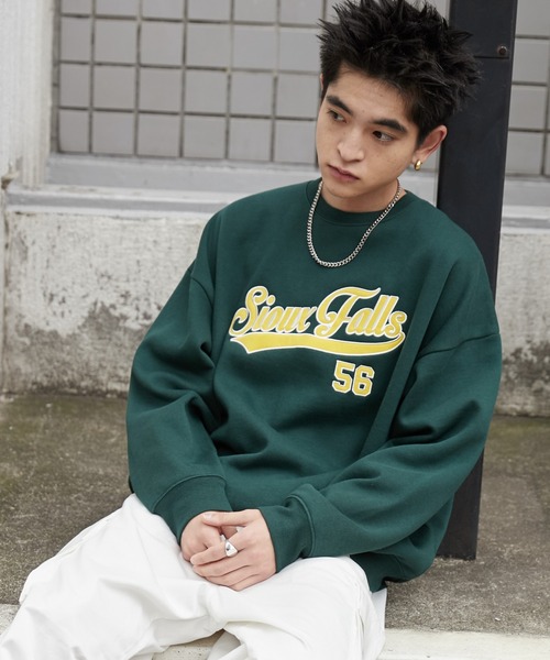 WEGO（ウィゴー）の「WEGO/アクセ付きグラフィックプルオーバー（スウェット・メンズ・ホワイト/ダークグリーン/アッシュグレー・LARGE/MEDIUM）」の3枚目の写真