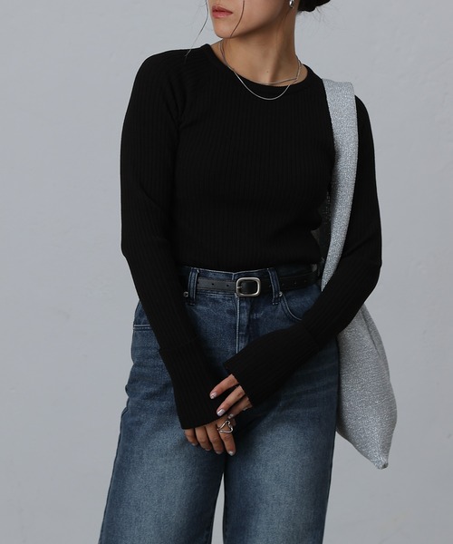 COLONY 2139（コロニートゥーワンスリーナイン）の「抗ピルPBTターンUPスリーブニット（ニット/セーター・レディース・ネイビー/レッド/ブラック/オフホワイト/グレー・FREE）」の20枚目の写真