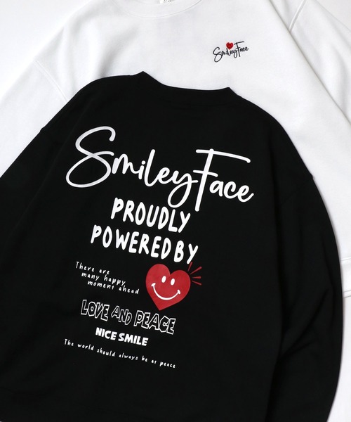 SMILEY FACE(スマイリーフェイス)の「SMILEY FACE/スマイリーフェイス オーバーサイズ 裏起毛 袖プリント バックプリント ロゴ ワンポイント刺繍 スウェット トレーナー/レディース メンズ(スウェット・レディース・ホワイト系その他/スミクロ/ブラック系その他2/グレー系その他2/グレー系その他3/ブラック系その他3/ネイビー/ブラック/アッシュグレー/ホワイト/グレー系その他/ブラック系その他・LL/L/M)」の8枚目の写真