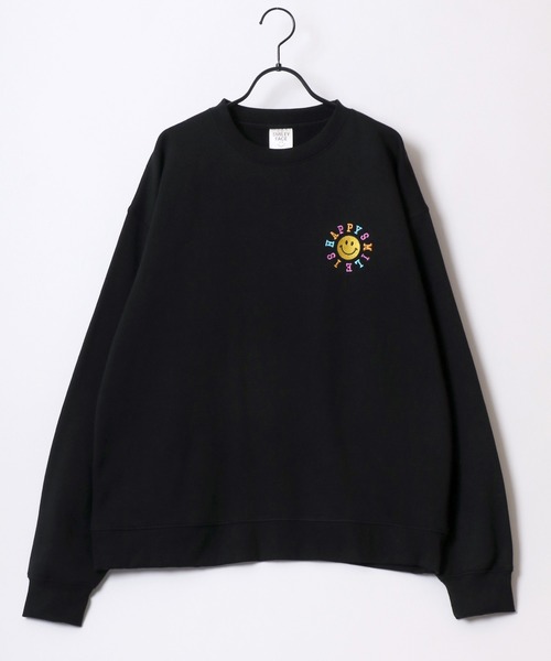 SMILEY FACE(スマイリーフェイス)の「SMILEY FACE/スマイリーフェイス オーバーサイズ 裏起毛 袖プリント バックプリント ロゴ ワンポイント刺繍 スウェット トレーナー/レディース メンズ(スウェット・レディース・ホワイト系その他/スミクロ/ブラック系その他2/グレー系その他2/グレー系その他3/ブラック系その他3/ネイビー/ブラック/アッシュグレー/ホワイト/グレー系その他/ブラック系その他・LL/L/M)」の18枚目の写真