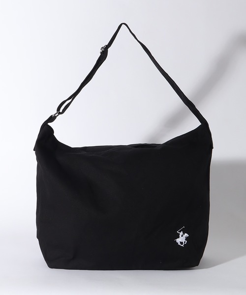 BEVERLY HILLS POLO CLUB（ビバリーヒルズポロクラブ）の「【Beverly Hills Polo Club/ビバリーヒルズポロクラブ】ワンポイント キャンバスビッグショルダーバッグ（ショルダーバッグ・メンズ・カーキ/アイボリー/ブラック・FREE）」の3枚目の写真