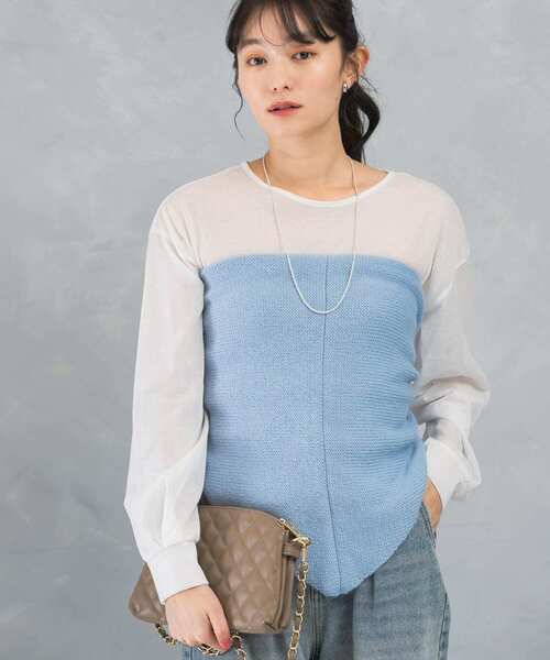 URBAN RESEARCH ROSSO WOMEN（アーバンリサーチ　ロッソ）の「シアークルーネックロングTシャツ（Tシャツ/カットソー・レディース・チャコールグレー/ホワイト/ベージュ・FREE）」の4枚目の写真