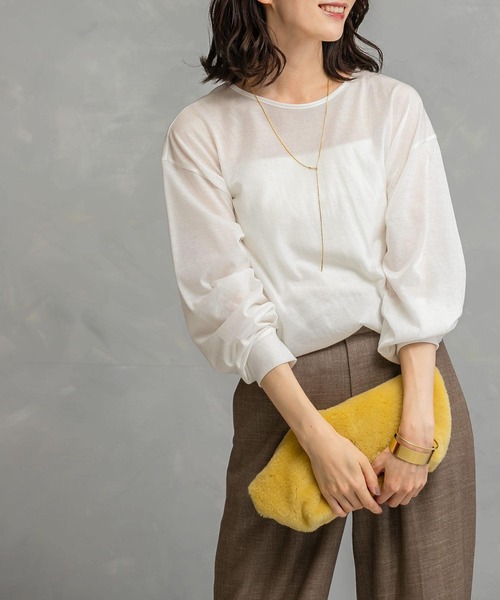 セール】シアークルーネックロングTシャツ（Tシャツ/カットソー