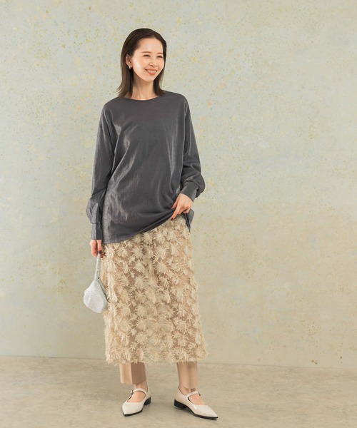 セール】シアークルーネックロングTシャツ（Tシャツ/カットソー