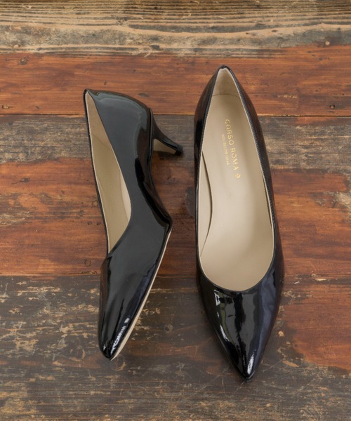 CORSO ROMA，9（コルソローマ）の「【CORSO ROMA,9/コルソローマ9】レザー 牛革 ポインテッドトゥ パンプス 5cmヒール（パンプス・レディース・ブラック/ブラック系その他・36/37/38/39）」の12枚目の写真