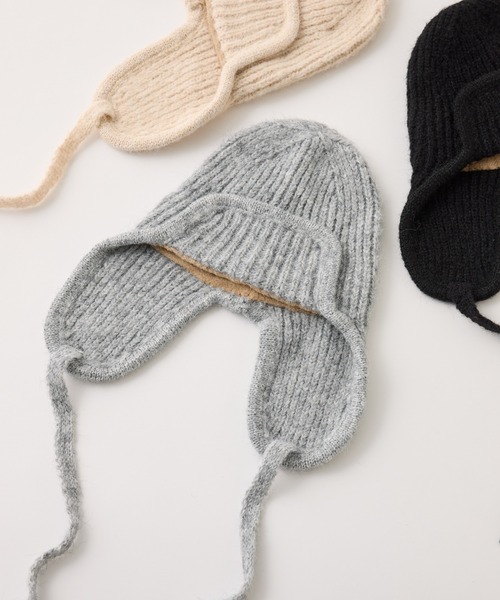 CIAOPANIC TYPY（チャオパニックティピー）の「【KIDS】耳付き2WAYニット帽（ニットキャップ/ビーニー・キッズ・オフホワイト/グレー/ブラック・ONE SIZE）」の4枚目の写真