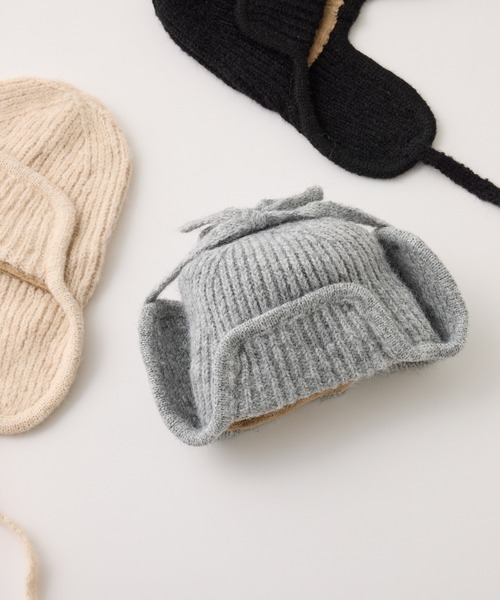 CIAOPANIC TYPY（チャオパニックティピー）の「【KIDS】耳付き2WAYニット帽（ニットキャップ/ビーニー・キッズ・オフホワイト/グレー/ブラック・ONE SIZE）」の5枚目の写真