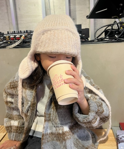 CIAOPANIC TYPY（チャオパニックティピー）の「【KIDS】耳付き2WAYニット帽（ニットキャップ/ビーニー・キッズ・オフホワイト/グレー/ブラック・ONE SIZE）」の17枚目の写真