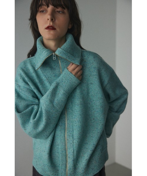 BLACK BY MOUSSY（ブラックバイマウジー）の「zip knit tops(ジップニットトップス)（ニット/セーター・レディース・ブラウン/ライトブルー・FREE）」の2枚目の写真