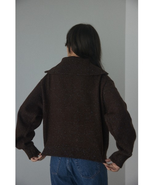 BLACK BY MOUSSY（ブラックバイマウジー）の「zip knit tops(ジップニットトップス)（ニット/セーター・レディース・ブラウン/ライトブルー・FREE）」の7枚目の写真
