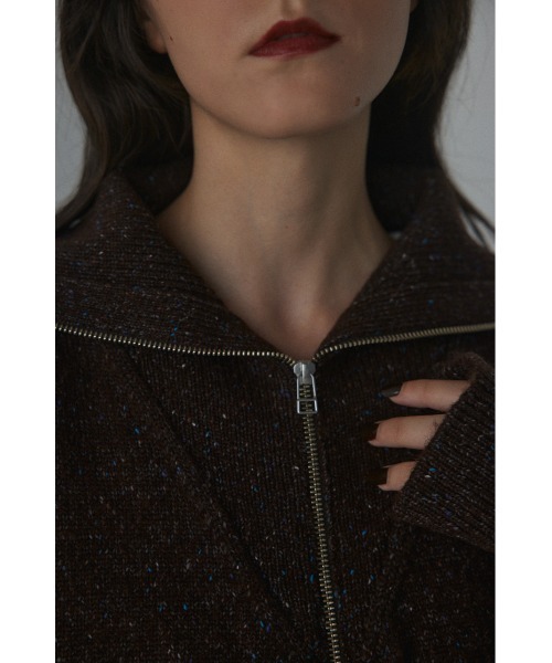 BLACK BY MOUSSY（ブラックバイマウジー）の「zip knit tops(ジップニットトップス)（ニット/セーター・レディース・ブラウン/ライトブルー・FREE）」の8枚目の写真