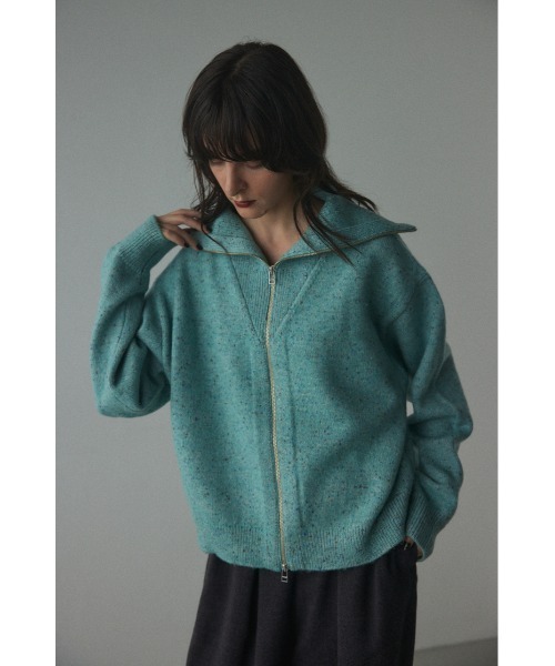 BLACK BY MOUSSY（ブラックバイマウジー）の「zip knit tops(ジップニットトップス)（ニット/セーター・レディース・ブラウン/ライトブルー・FREE）」の11枚目の写真