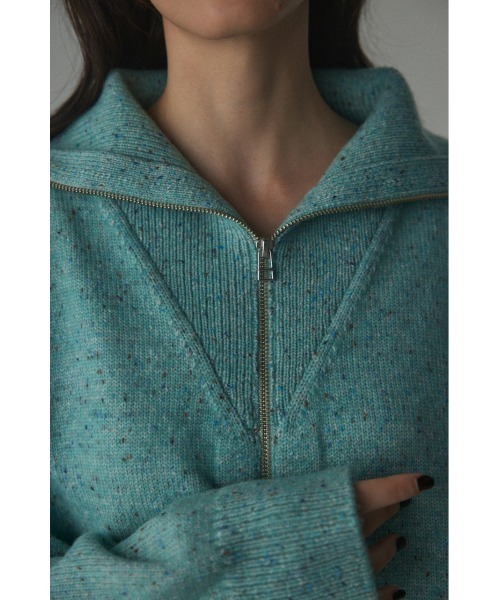 BLACK BY MOUSSY（ブラックバイマウジー）の「zip knit tops(ジップニットトップス)（ニット/セーター・レディース・ブラウン/ライトブルー・FREE）」の15枚目の写真