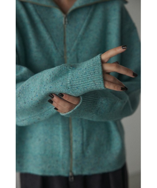 BLACK BY MOUSSY（ブラックバイマウジー）の「zip knit tops(ジップニットトップス)（ニット/セーター・レディース・ブラウン/ライトブルー・FREE）」の16枚目の写真