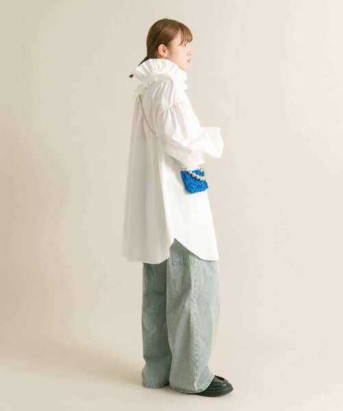 KBF(ケイビーエフ)の「タックフリルカラーミニワンピース(ワンピース・レディース・オフホワイト/チャコールグレー・ONE)」の12枚目の写真