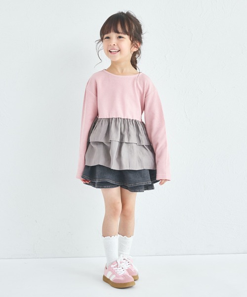 pairmanon（ペアマノン）の「【軽ふわっふる】 ワッフル フリル ティアード 長袖 Tシャツ（Tシャツ/カットソー・キッズ・ライトベージュ/ブラック/モカ/ピンク/ライトピンク/ブラック系その他/オレンジ系その他・120/110/130/150/100/140/90）」の20枚目の写真