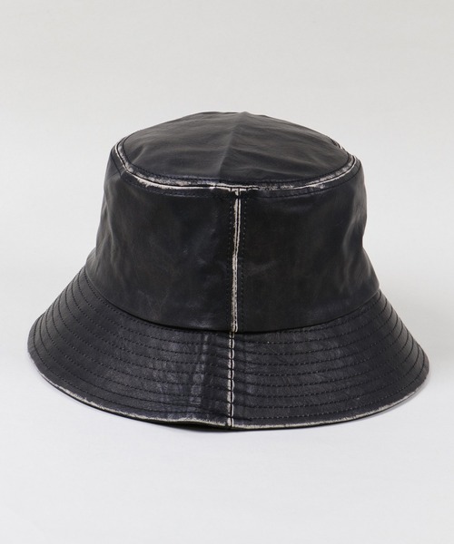 SPINNS（スピンズ）の「ステッチ合皮バケットハット（ハット・メンズ・ブラック・ONESIZE）」の6枚目の写真