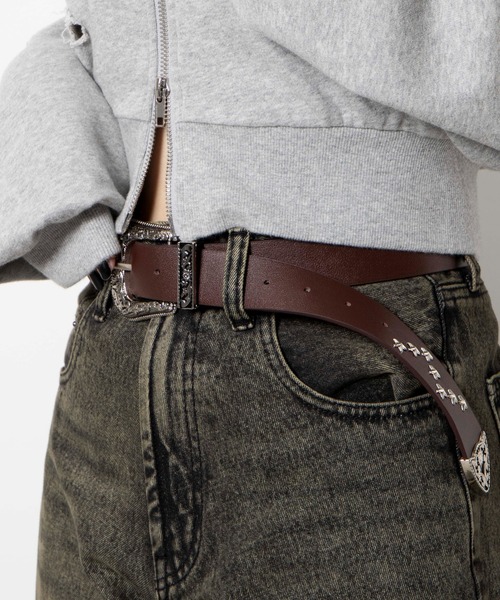 WEGO（ウィゴー）の「WEGO/スタースタッズ付ウエスタンベルト（ベルト・レディース・ブラウン/ブラック・FREE）」の4枚目の写真
