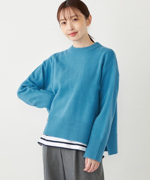archivio 青 セーター 36 SHIPS Colors:〈手洗い可能〉フラッフィー クルーネック ニット