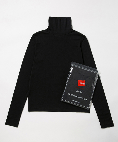 ADAM ET ROPE'(アダムエロペ)の「WOMEN【Hanes for BIOTOP】 オーガニックコットン タートルネックプルオーバー(Tシャツ/カットソー・レディース・ブラック/ホワイト/ネイビー・M)」の3枚目の写真