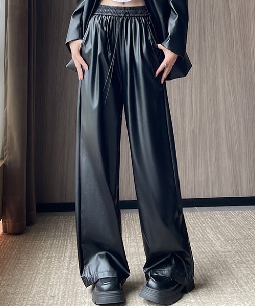 ⭐️最終価格⭐️14万 新品 23SS UNUSED UW1069 レザーパンツ セール】フェイクレザーイージーパンツ（その他パンツ）｜SHEENA