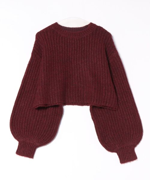 STYLEBLOCK（スタイルブロック）の「肩畦編みクロップド丈ニットプルオーバー（ニット/セーター・レディース・バーガンディー/チャコールグレー/グレイッシュベージュ・M）」の3枚目の写真