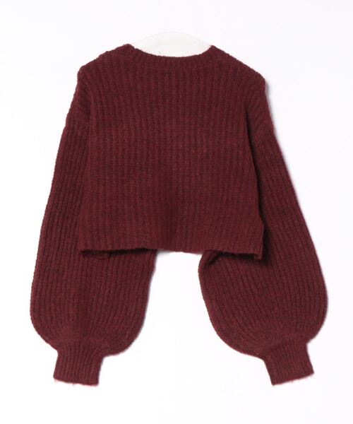 STYLEBLOCK（スタイルブロック）の「肩畦編みクロップド丈ニットプルオーバー（ニット/セーター・レディース・バーガンディー/チャコールグレー/グレイッシュベージュ・M）」の4枚目の写真