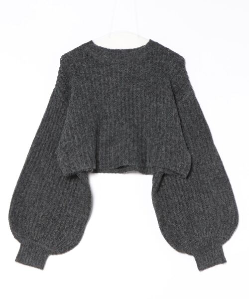 STYLEBLOCK（スタイルブロック）の「肩畦編みクロップド丈ニットプルオーバー（ニット/セーター・レディース・バーガンディー/チャコールグレー/グレイッシュベージュ・M）」の5枚目の写真