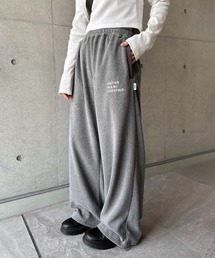 ANMEエンブロイダリーロゴフリースロングワイドパンツ